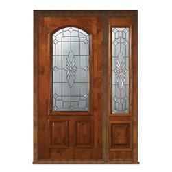 Prehung Sidelite Door 80 Alder Versailles 2 Panel Arch Lite Glass - Front Doors