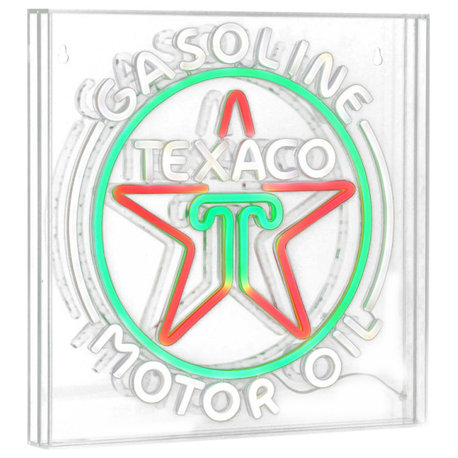 Licensed Texaco Gasoline Motor Oil Acrylic LED Wall Decor Sign, 16x16"