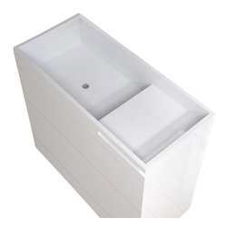 ADM Bathroom Design - ADM Split Rectangular Freestanding Pedestal Sink, White, 39" - Bathroom Sinks