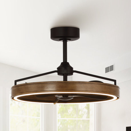 27 in Farmhouse LED Ceiling Fan with Remote, Fandelier with Reversible Motor