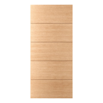 Chelsea: Exterior White Oak Flush Door with Horizontal Grooves and Horizontal Gr