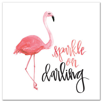 Flamingo Sparkle On Darling 24x24 Canvas Wall Art