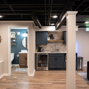 Finished Basement with Wet Bar and Half Bath in Troy, MI
