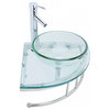 Glass Wall Mount Bathroom Vessel Sink Round Corner with Chrome Faucet Towel Bar