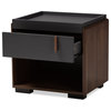Dolores Contemporary Two-Tone Gray and Walnut 1-Drawer Nightstand