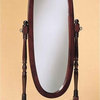 Cherry Finish Oval Cheval Mirror Full Length Solid Wood Floor Mirror