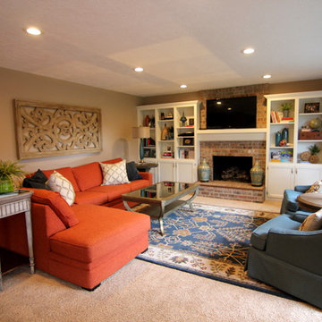Vancouver Transitional Blue/Orange Living Room