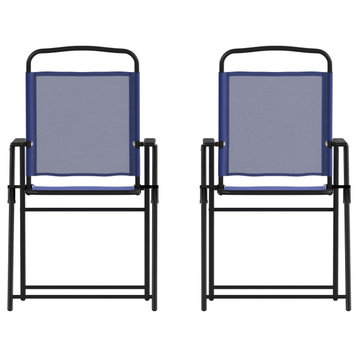 Navy Folding Sling Chairs, Set of 2