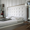 Ludlow Walnut Platform Bed | White Leather, Queen