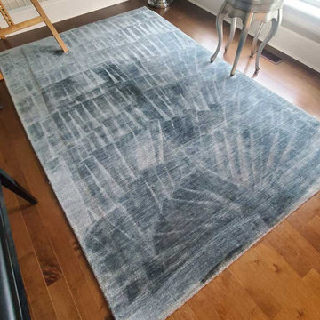 Designer Wool Blue Area Rug Steam Cleaning Located in White Rock BC Canada