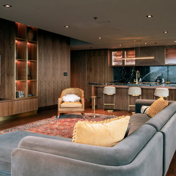 Modern Walnut Penthouse with Dramatic Marble Kitchen