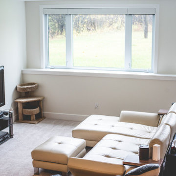 Open basement with large windows