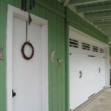 Carriage House Overhead Garage Door on Eclectic Austin Home