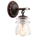 Kalco Lighting - Brierfield 1 Light Bath Sconce, Antique Copper - The Brierfield Collection flips candelight on it�۪s head. This collection is brought to life with Clear Glass shades referencing antique telephone pole insulators, clean lines showcased in Kalco�۪s exclusive Antique Copper finish and highlights of Copper Patina accents. Brierfield has takes the idea of candlelight and shines it downward to create a modern yet classical series of light fixtures.