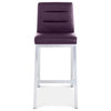 Lynx Counter Height Contemporary Stool With Metal Base, Purple