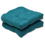 Pillow Perfect, Inc. - Rave Surf Wicker Seat Cushion, Set of 2, Teal - Please note since all products are made to order, dimensions may vary 1-2 inches |