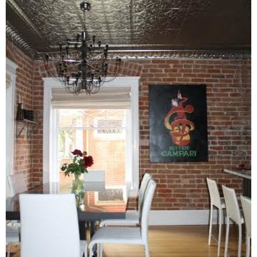 Exposed Brick and Tin Kitchen/Dining Area
