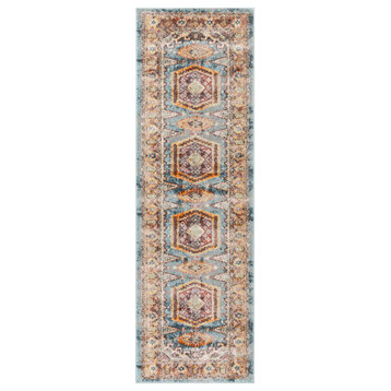 Well Woven Rodeo Roswell Bohemian Eclectic Aztec Blue Area Rug, 2'3"x7'3" Runner