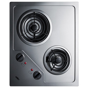 Summit CR2B122 22"W Built-In Electric Cooktop - Stainless Steel