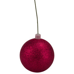 100Mm 4 Pink Glitter Ball Ornament With Wire - Contemporary