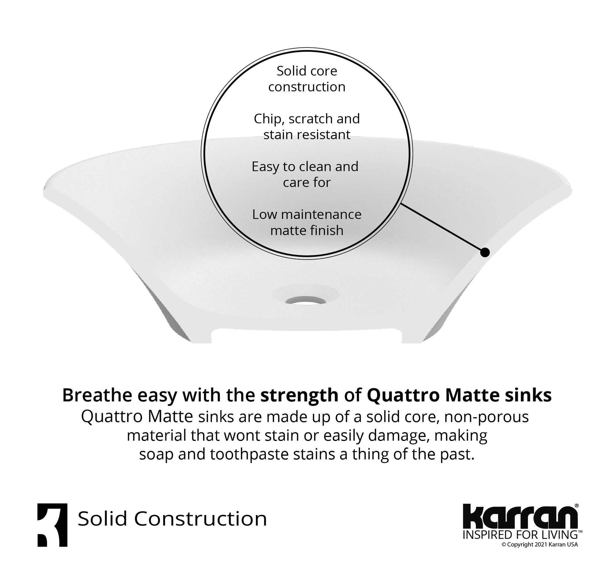 Karran White Acrylic 16" Square Vessel Sink With Faucet Kit, Stainless Steel