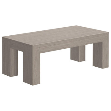 Modern Coffee Table, Pine Frame With Straight Legs & Rectangle Top, Seashell/40"