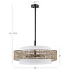 24" Rustic 6-Light Dimmable Rattan Shaded Chandelier
