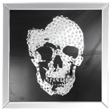 ACME Nevina Wall Art in Mirrored & Faux Crystal Skull