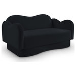 Meridian Furniture - Bloom Upholstered Loveseat, Black, Velvet - Indulge in the allure of the Black Velvet Bloom Loveseat by Meridian Furniture. Its captivating design and luxurious Black Velvet elevate any space with effortless elegance. Crafted with precision and durability in mind, this stunning piece becomes the focal point of gatherings, fostering moments of connection and warmth. Embrace sophistication and style with the Bloom Loveseat, a testament to exquisite taste and timeless beauty.