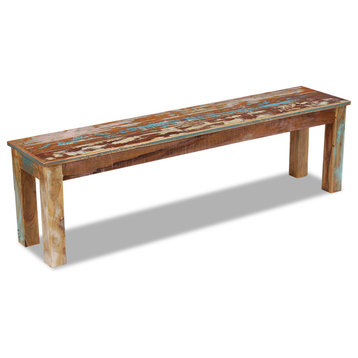 vidaXL Solid Reclaimed Wood Bench Dining Seats Home Furniture Entrance Hall