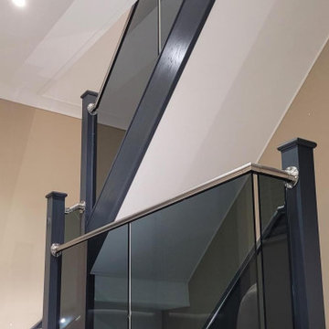 Grey Staircase Renovation | Stained Oak, Steel & Glass | Spalding