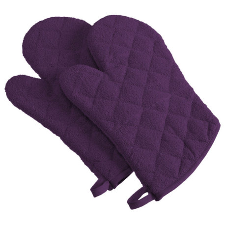 DII Eggplant Terry Oven Mitt, Set of 2