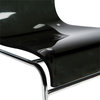LeisureMod Lima Modern Acrylic Chrome Base Black Dining Side Chair Set of 4