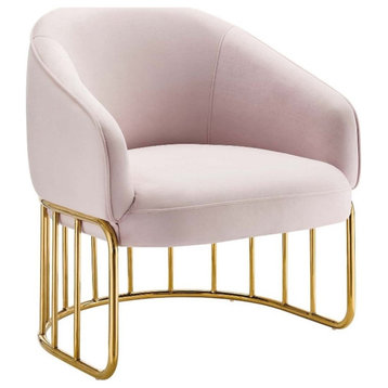 Modway Legacy Modern Performance Velvet Armchair in Pink/Gold