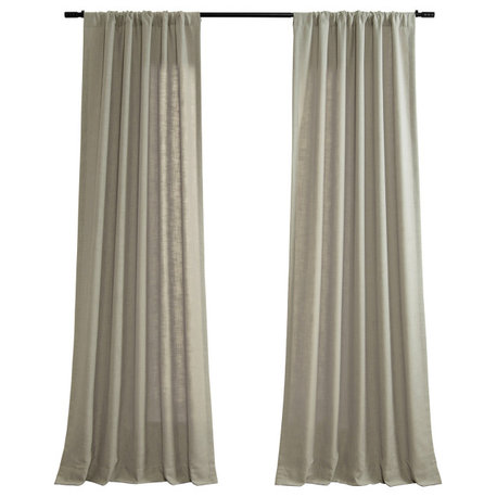 Classic Faux Linen Curtain 1 Panel, Light Taupe, 50w X 120l