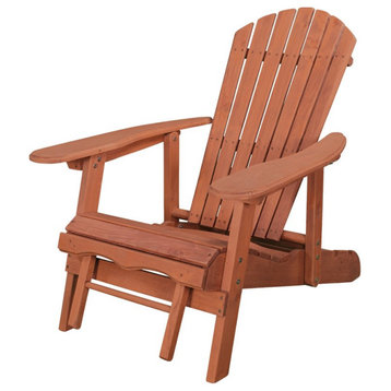 Leisure Season AC7105 Reclining Adirondack Chair With Pull, Out Ottoman
