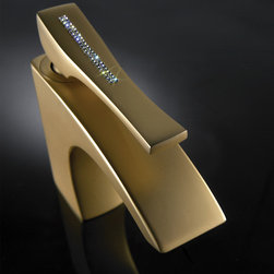 Swarovski Crystal Bathroom Faucet | Satin Gold - Bathroom Sink Faucets