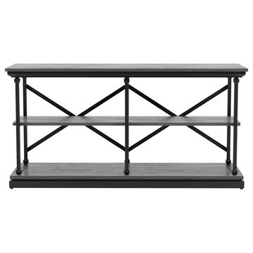 Furniture of America Drewden Transitional Wood 2-Shelf Console Table in Gray