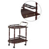2-Tier Serving Cart with Casters, Merlot and Brass