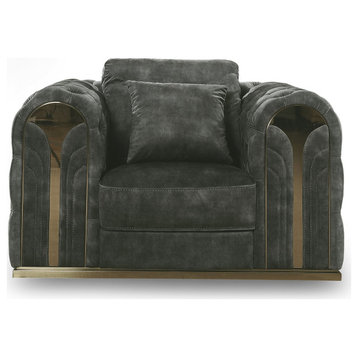 Divani Casa Dosie Transitional Grey Velvet Chair