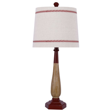 25.5" Aged and Matte Vintage Red Finish Baseball Bat Table Lamp