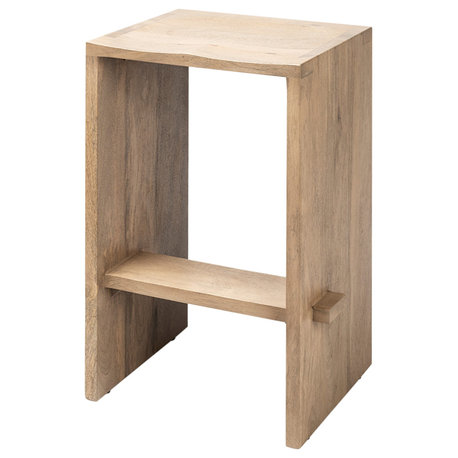 Aida Light Brown Solid Wood Counter Stool