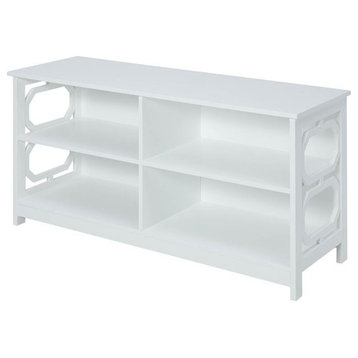 Convenience Concepts Omega TV Stand in White Wood Finish with Two Shelves