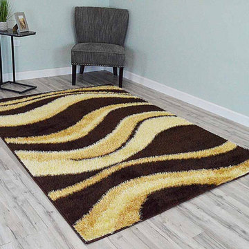 Monaco Shag Area Rug - Brown