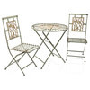 Bird Design 3-Piece Bistro Set Folding Table and Chairs Patio Seating