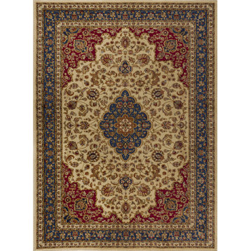 Kirsten Transitional Border Area Rug, Ivory, 5'3''x7'3''