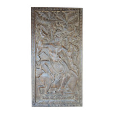 Consigned Vintage Hand Carved Shiva on Nandi, Zen, Spiritual, Yoga Wall Panel