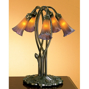 Meyda Tiffany 14962 Stained Glass / Tiffany Table Lamp - Amber/Purple