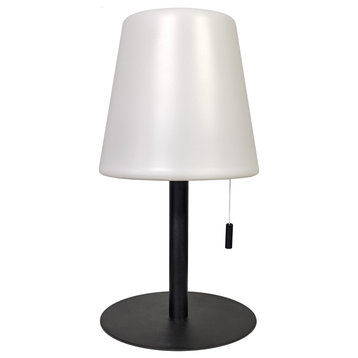 White Contemporary Table Lamp With Matte Black Metal