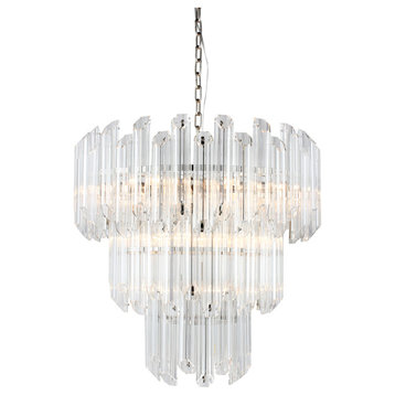 Harmonie Crystal Clear Glass Fixture in Nickel Finished Metal